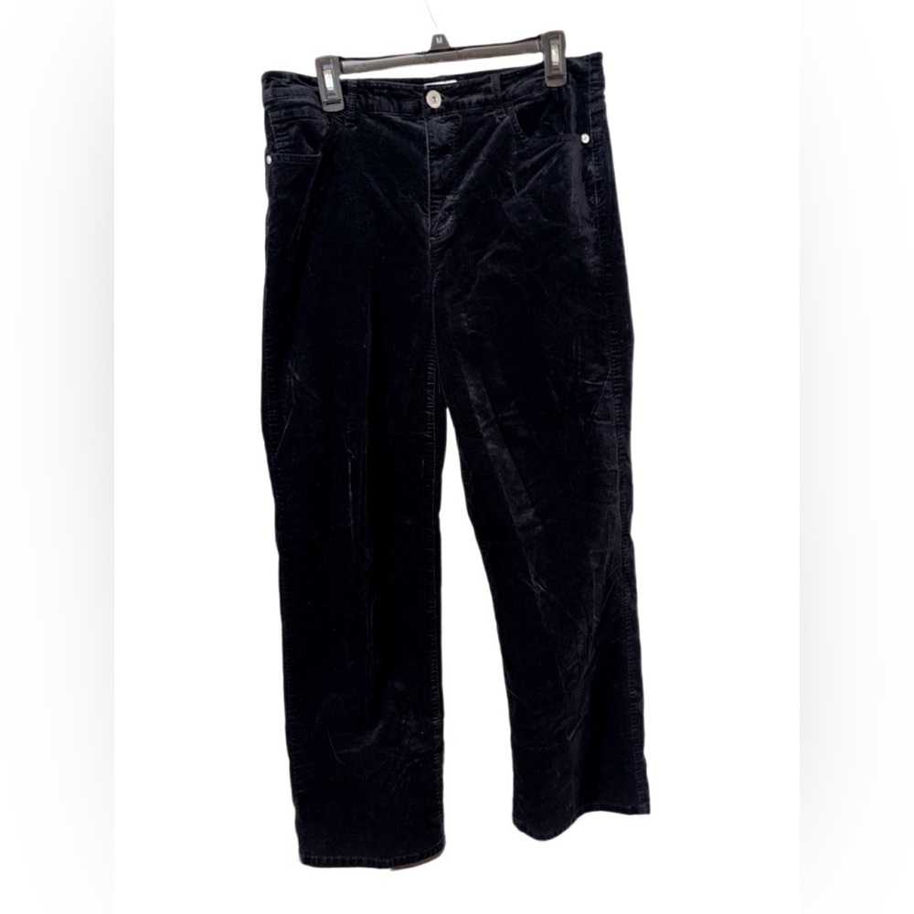 J. Jill Women's Black Velvet Straight Leg Pants EUC Size 12